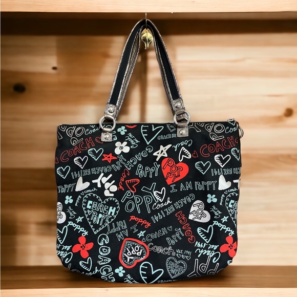 Coach Y2K Vintage Poppy Graffiti Large Glam Tote EUC - Picture 2 of 6
